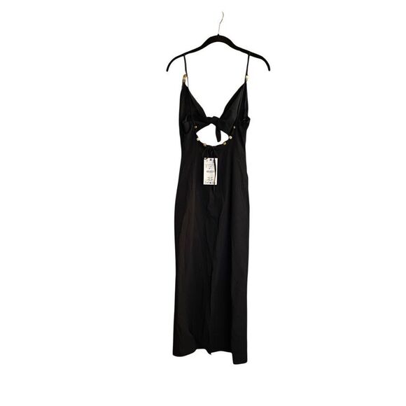 Zara, NWT women’s front tie black midi dress size small ￼ - Picture 5 of 9